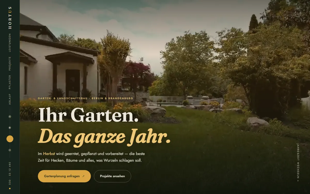 Vorschau der Showcase-Website HORTUS für Garten & Pflaster