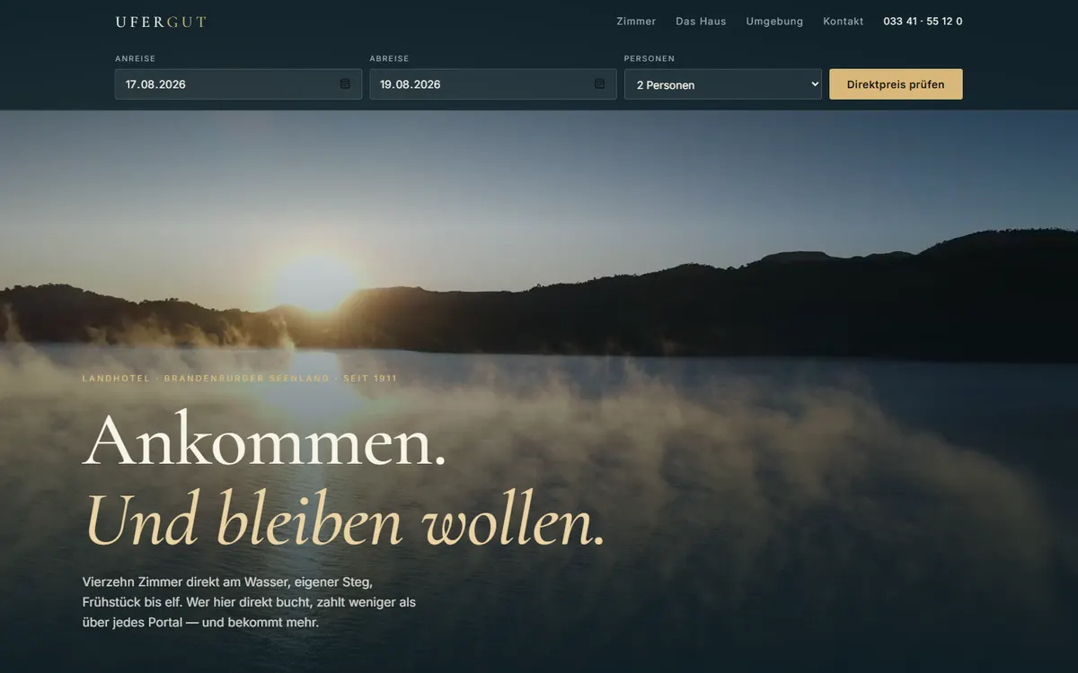 Vorschau der Beispiel-Website UFERGUT für Landhotel