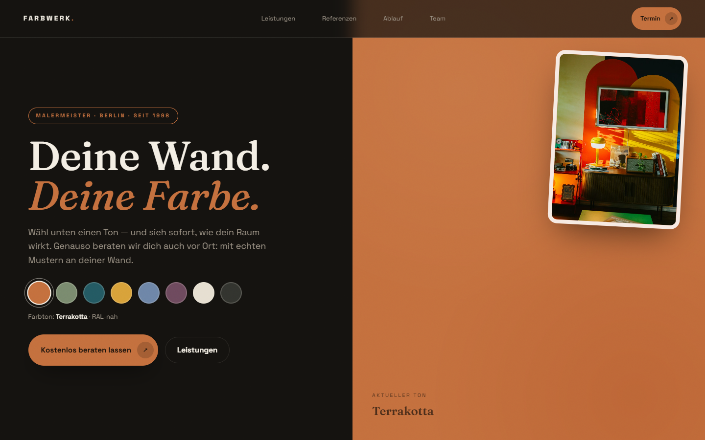 Vorschau der Showcase-Website FARBWERK für Maler
