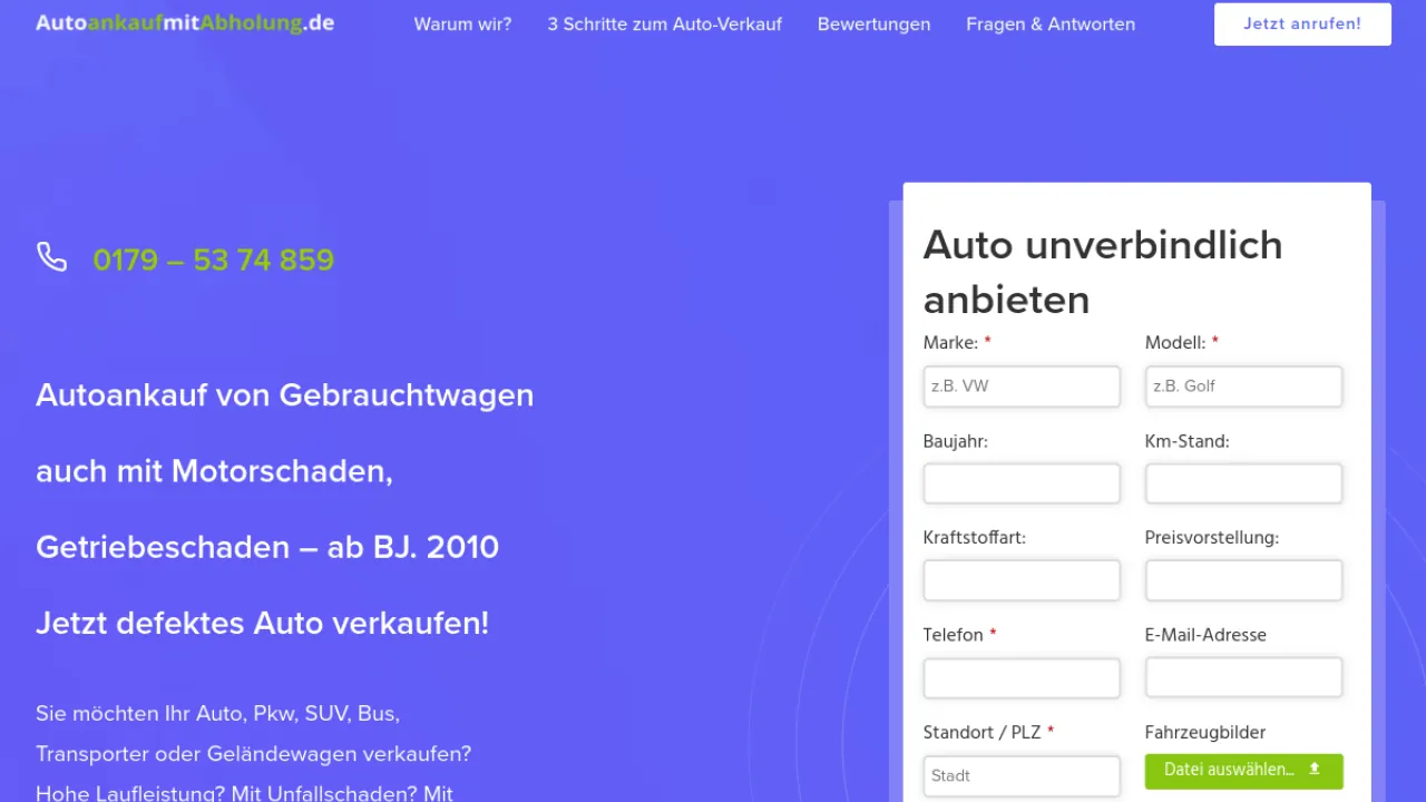 Website-Referenz: Autoankauf mit Abholung – Autoankauf · deutschlandweit