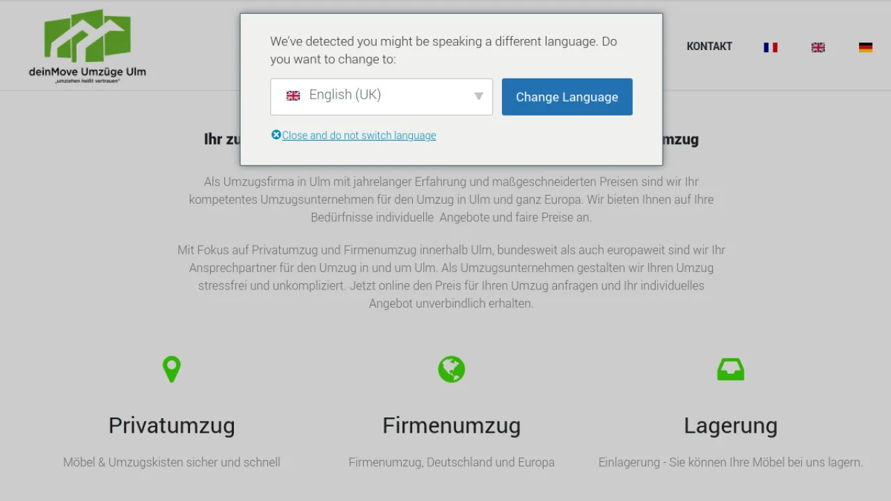 Website-Referenz: deinMove Umzüge – Umzugsunternehmen · Ulm