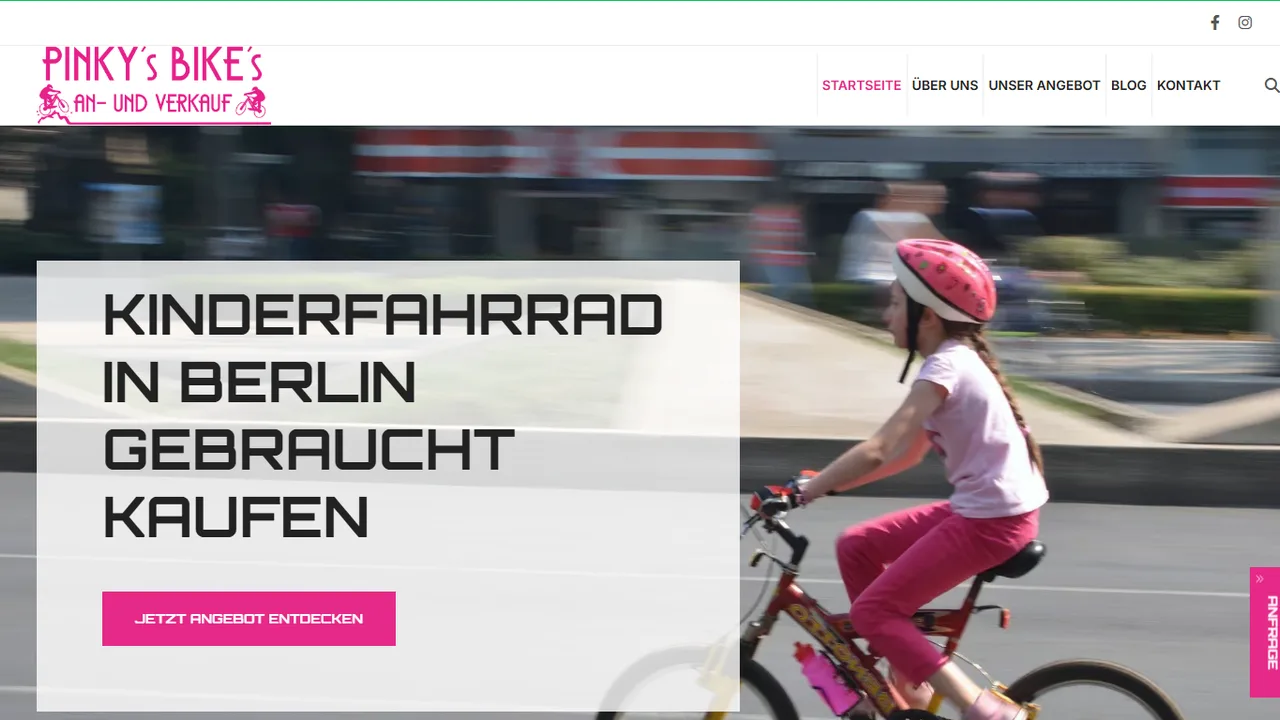 Website-Referenz: Pinky's Bike's – Kinderfahrräder · An- & Verkauf · Berlin