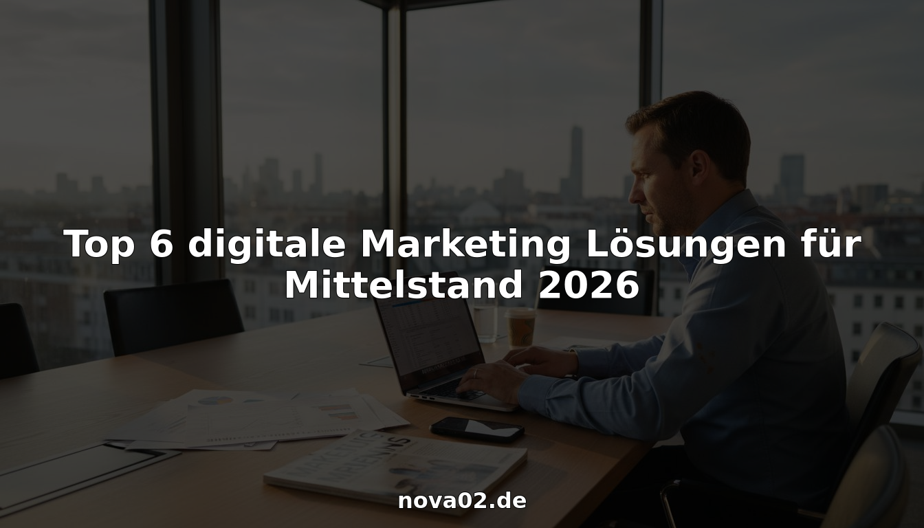 Marketingmanager an einem vollgestopften Schreibtisch im digitalen Büroalltag